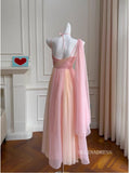Chic A-line Obmre Pink Long Prom Dresses Chiffon Evening Dress #TK160|Selinadress