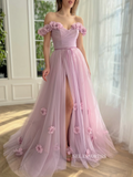 Chic A-line Off-the-shoulder Long Prom Dress Elegant Dusty Rose Evening Gown #OPW031|Selinadress