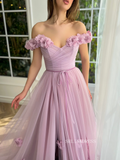 Chic A-line Off-the-shoulder Long Prom Dress Elegant Dusty Rose Evening Gown #OPW031|Selinadress