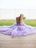 Chic A-line Spaghetti Straps Long Prom Dresses Elegant Lilac Evening Dress sew03580|Selinadress