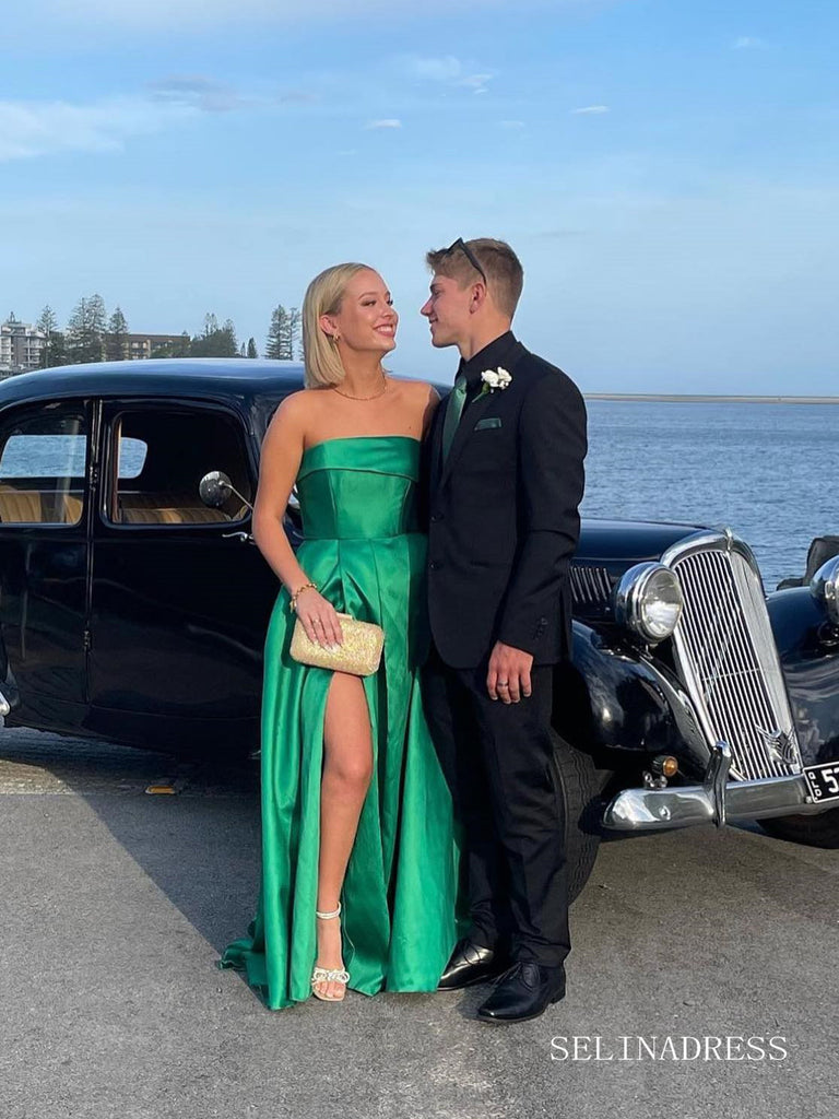 Chic A-line Strapless Hunter Green Long Prom Dresses Elegant Simple Ev SELINADRESS Chic A-line Strapless Hunter Green Long Prom Dresses Elegant Simple Ev SELINADRESS