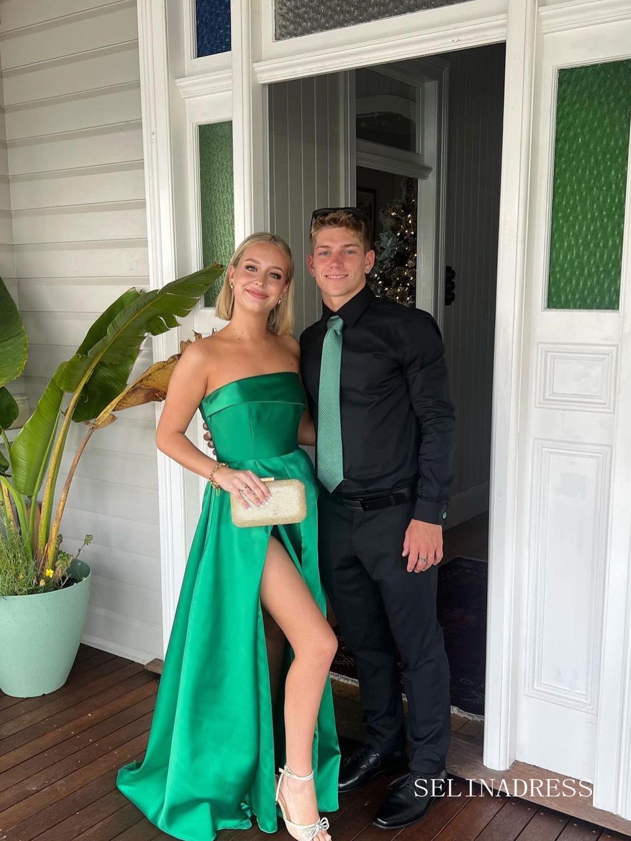 Chic A-line Strapless Hunter Green Long Prom Dresses Elegant Simple Ev SELINADRESS Chic A-line Strapless Hunter Green Long Prom Dresses Elegant Simple Ev SELINADRESS