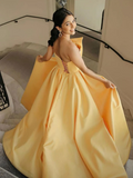 Chic A-line Strapless Long Prom Dresses Elegant Satin Evening Formal Gowns SEW0179|Selinadress