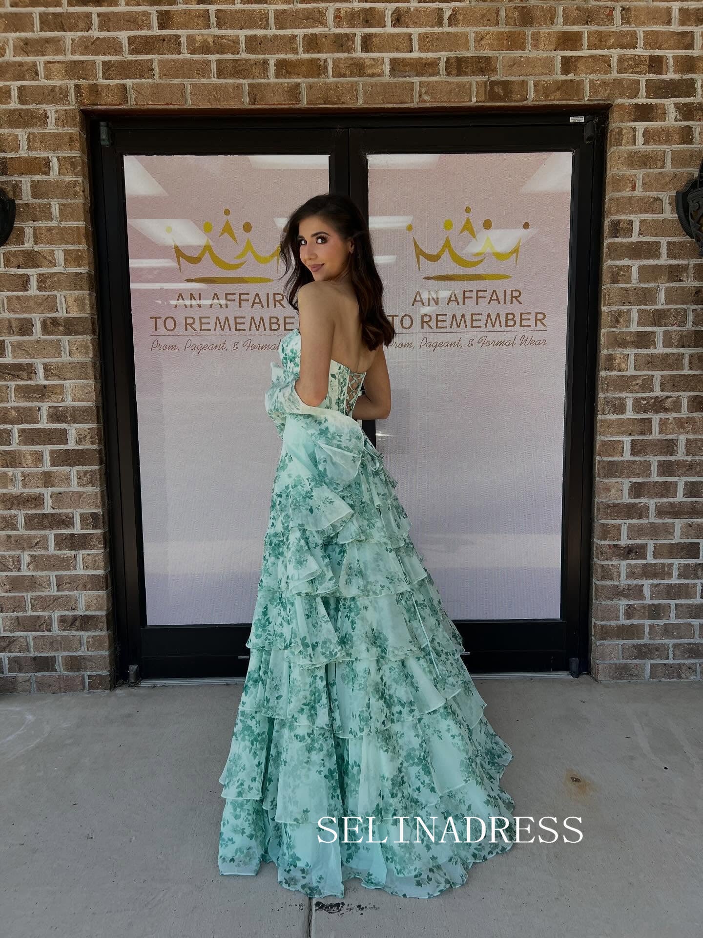 Chic A-line Strapless Print Floral Long Prom Dresses Elegant Long Formal Gowns SEA021|Selinadress