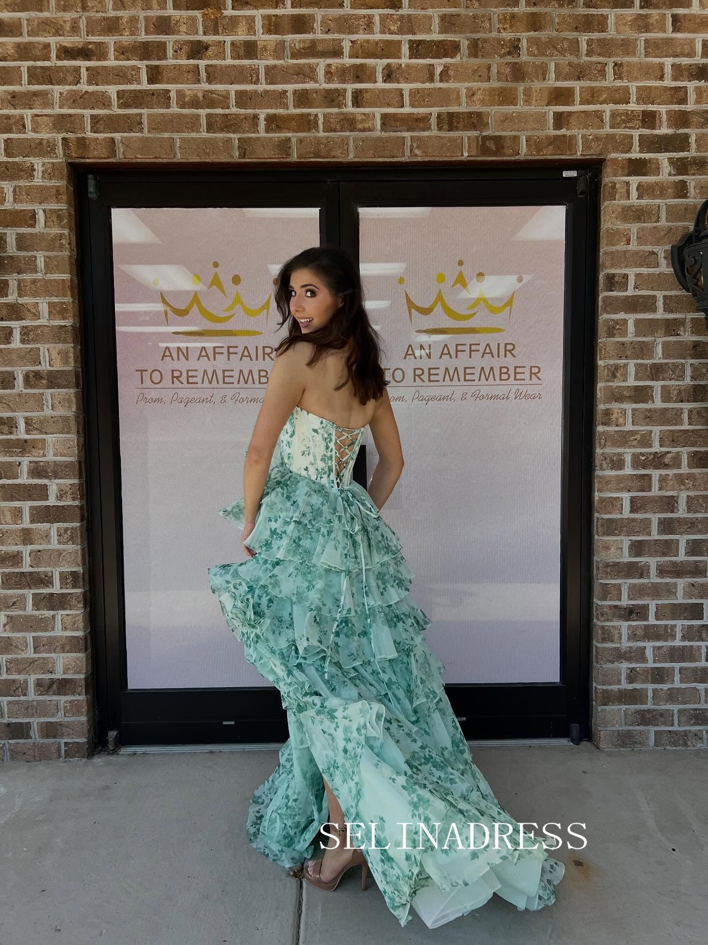 Chic A-line Strapless Print Floral Long Prom Dresses Elegant Long Formal Gowns SEA021|Selinadress