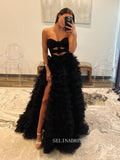 Chic A-line Sweetheart Long Prom Dresses Ruffles Elegant Lilac Evening Dress sew0315|Selinadress