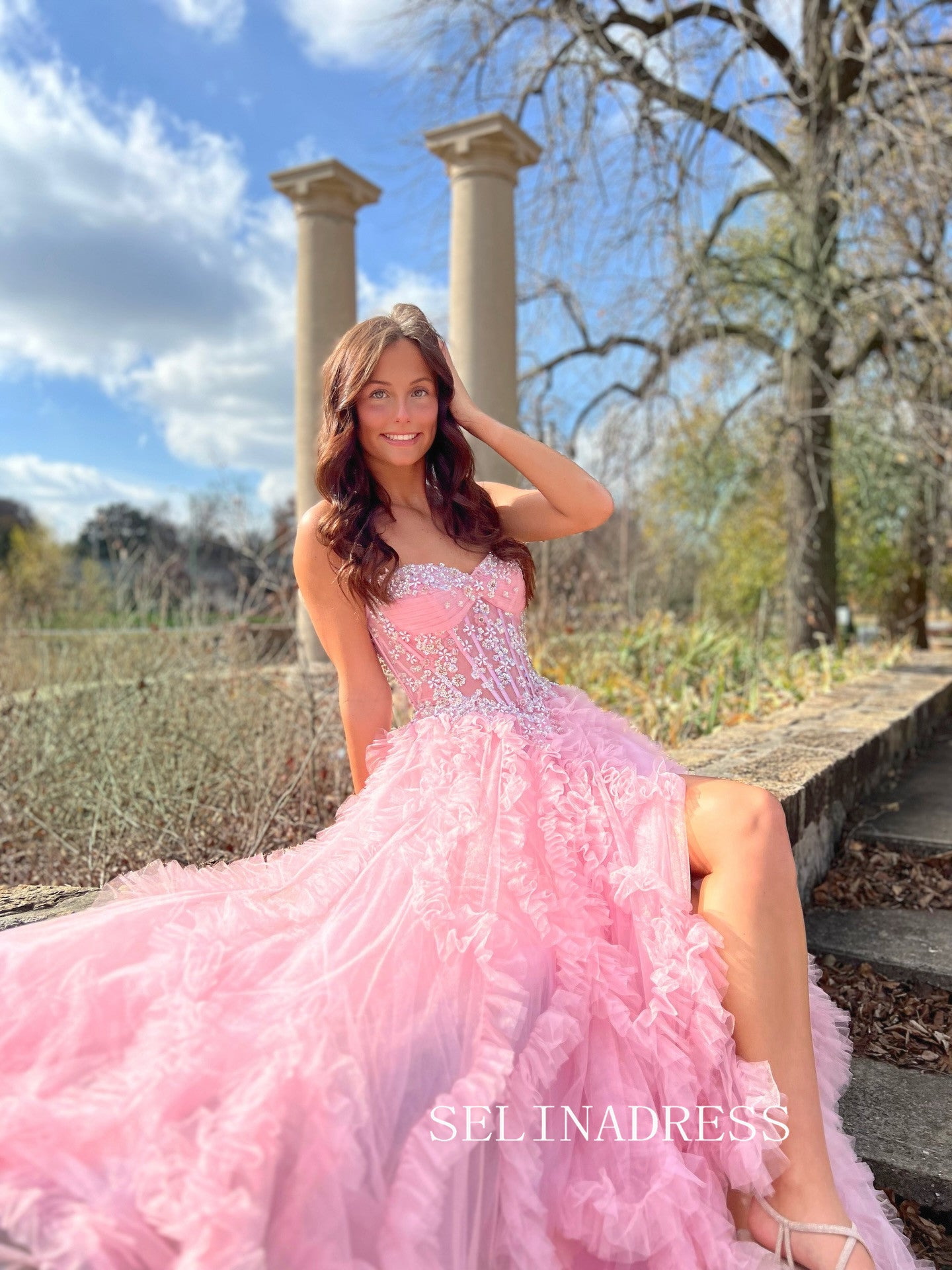 Chic A-line Sweetheart Pink Long Prom Dresses Elegant Long Formal Gowns SEA017|Selinadress