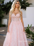 Chic A-line Sweetheart Pink Long Prom Dresses Gorgeous Lace Evening Dress SEW0199|Selinadress