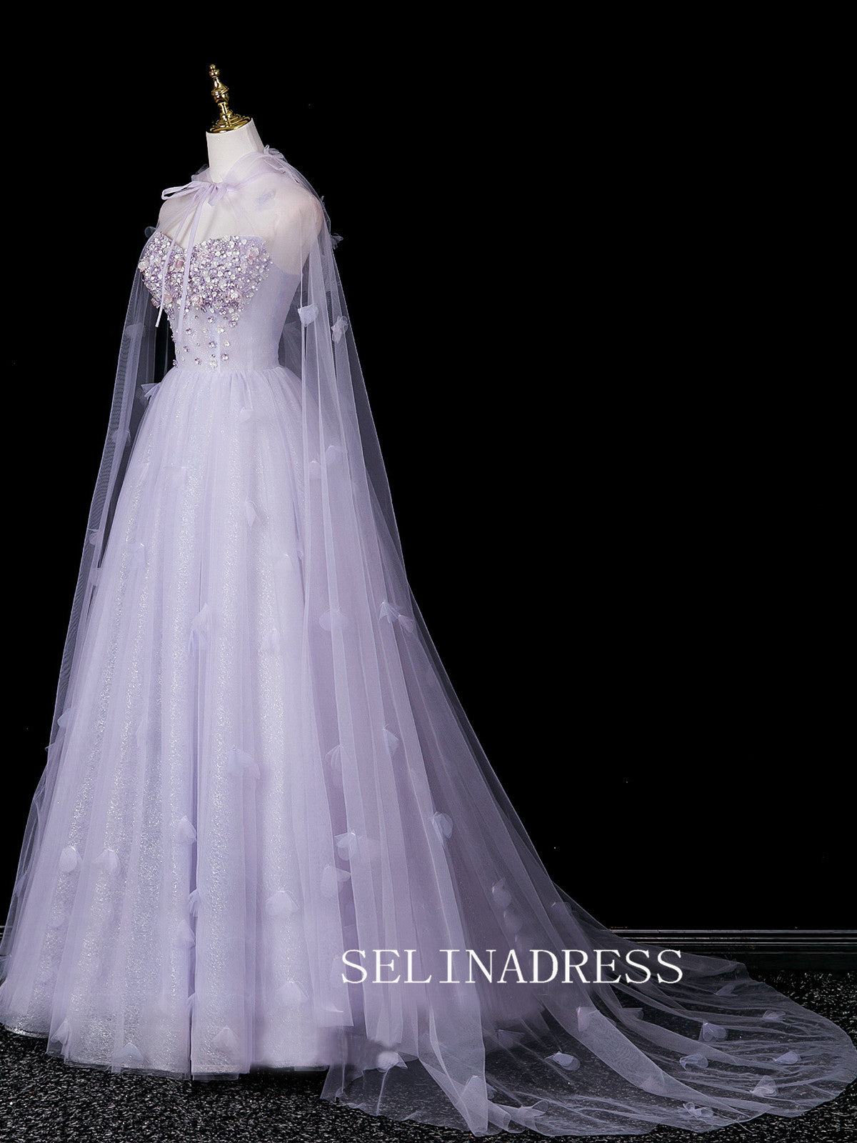 Chic A-line Sweetheart Prom Dresses WIth Flower Decorations Evening Dress CRN071|Selinadress