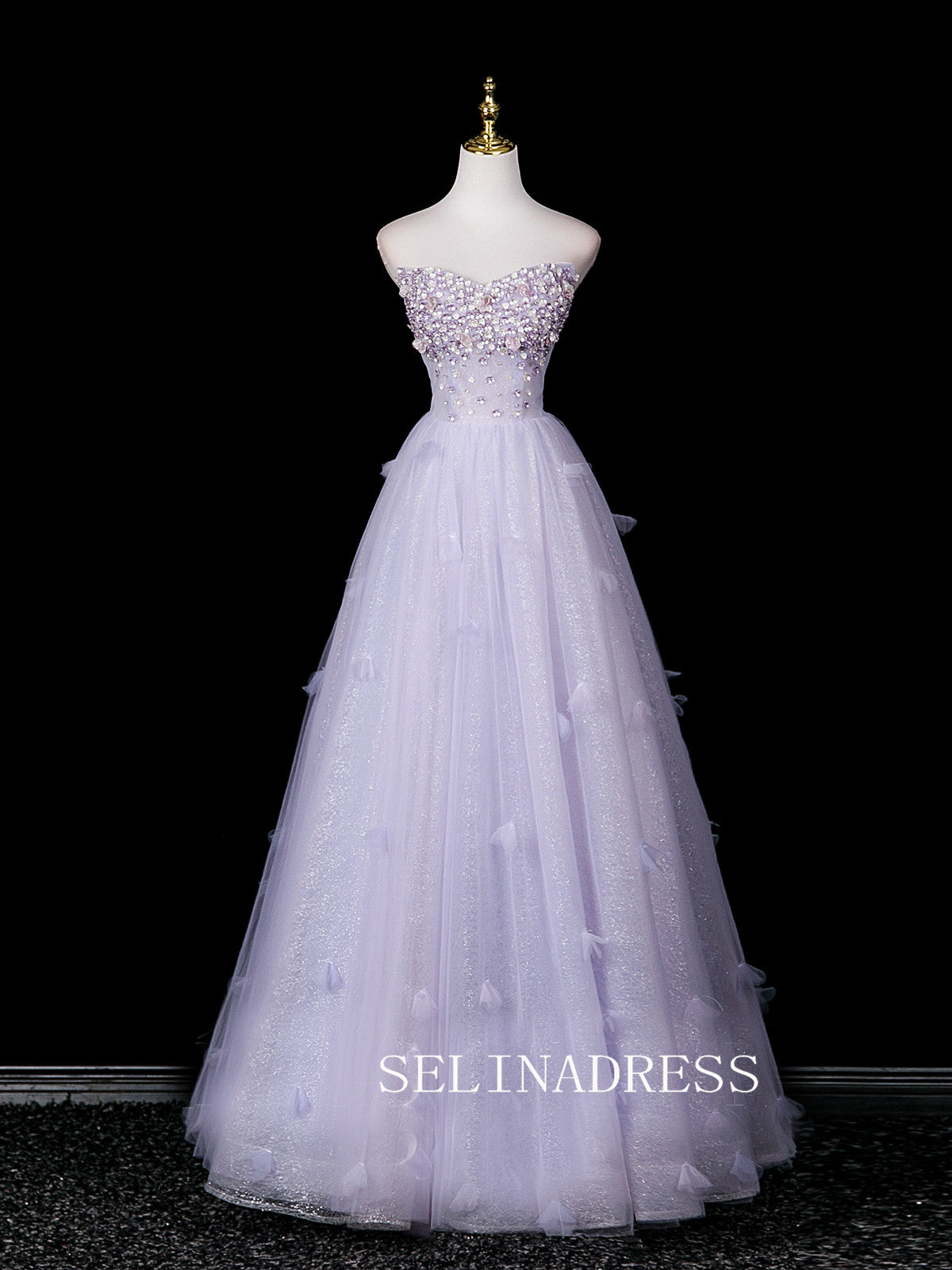 Chic A-line Sweetheart Prom Dresses WIth Flower Decorations Evening Dress CRN071|Selinadress