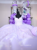 Chic Beautiful Lilac Ball Gown Wedding Dresses Lace Quincedress Evening Formal Gowns LPK106|Selinadress