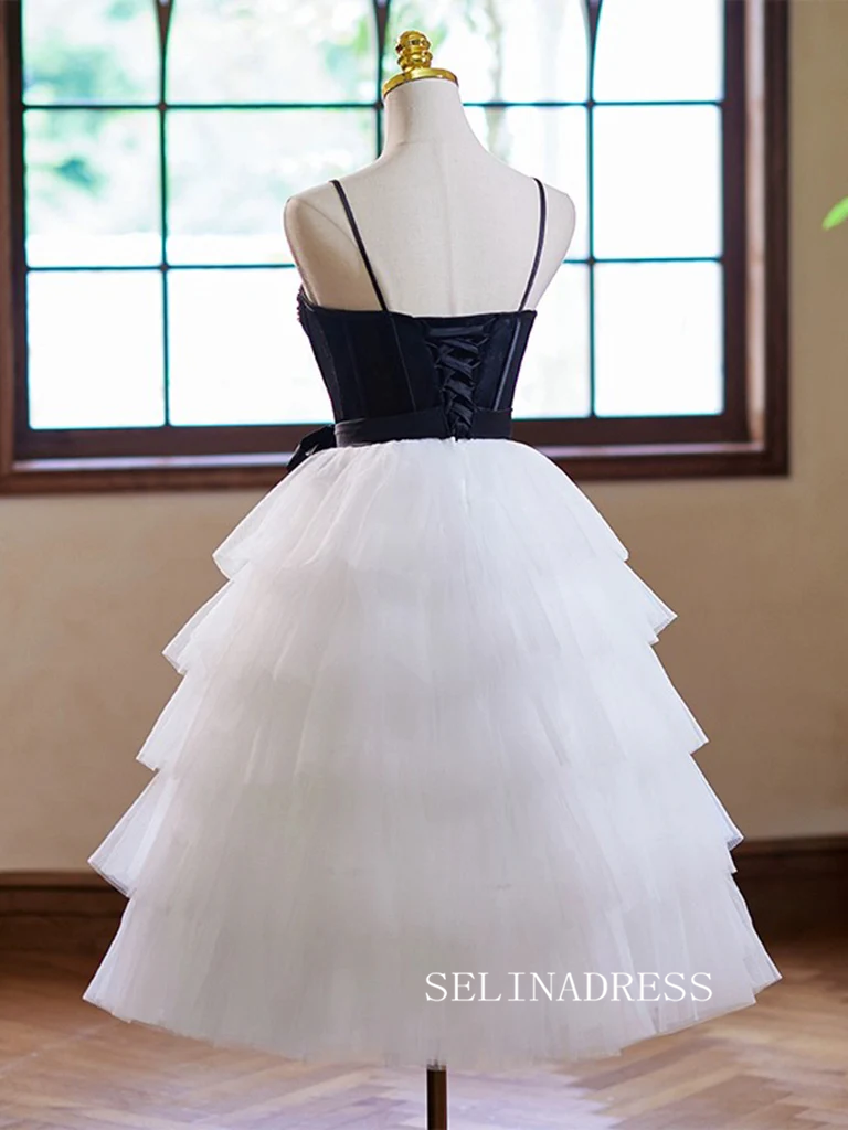 Chic Black White Short Prom Dress Tulle Homecoming Dress #TKL2124 SELINADRESS Chic Black White Short Prom Dress Tulle Homecoming Dress #TKL2124 SELINADRESS