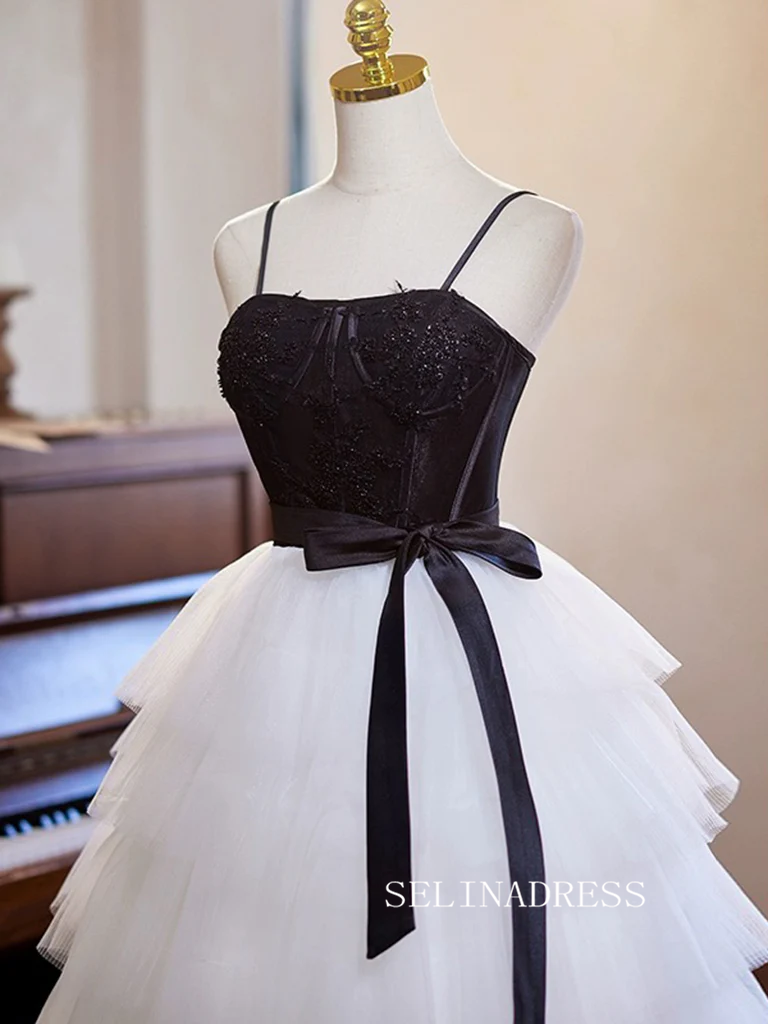 Chic Black White Short Prom Dress Tulle Homecoming Dress #TKL2124 SELINADRESS Chic Black White Short Prom Dress Tulle Homecoming Dress #TKL2124 SELINADRESS