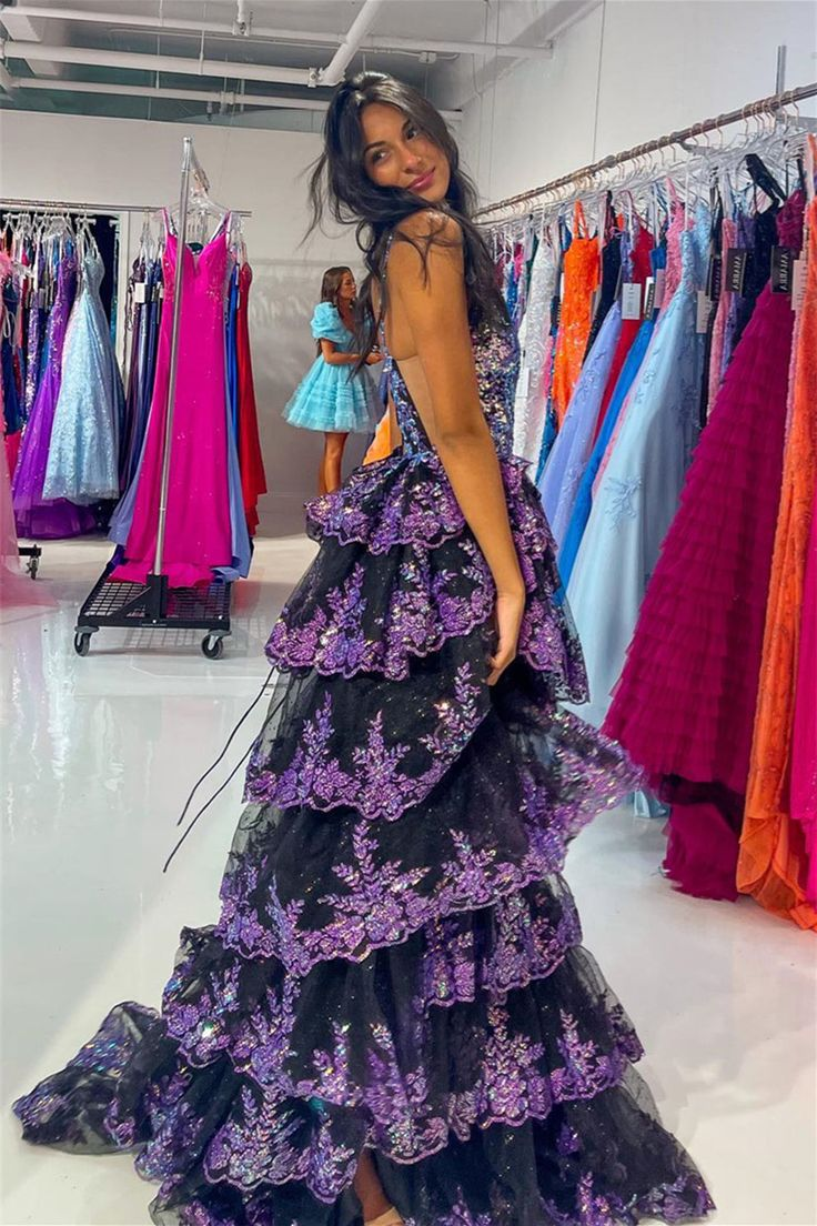Chic Elegant A-line Lace Sequins Long Prom Dresses Gorgeous Regency Ev SELINADRESS Chic Elegant A-line Lace Sequins Long Prom Dresses Gorgeous Regency Ev SELINADRESS