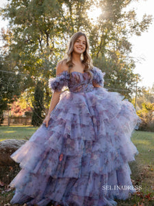Chic Elegant A-line Off-the-shoulder Beautiful Long Prom Dresses Lavender Evening Dress lpk152|Selinadress