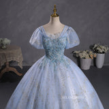 Chic Elegant Ball Gown Straps Long Prom Dress Puff Sleeve Beautiful Long Formal Dress Evening Dress #kop123|Selinadress