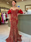 Chic Elegant Mermaid Long Prom Dresses Pink Gorgeous Cheap Sequins Evening Dress lpk143