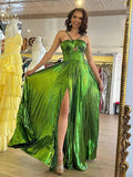 Chic Elegant Spaghetti Straps Long Prom Dresses Fuchsia Evening Dress sew0317|Selinadress