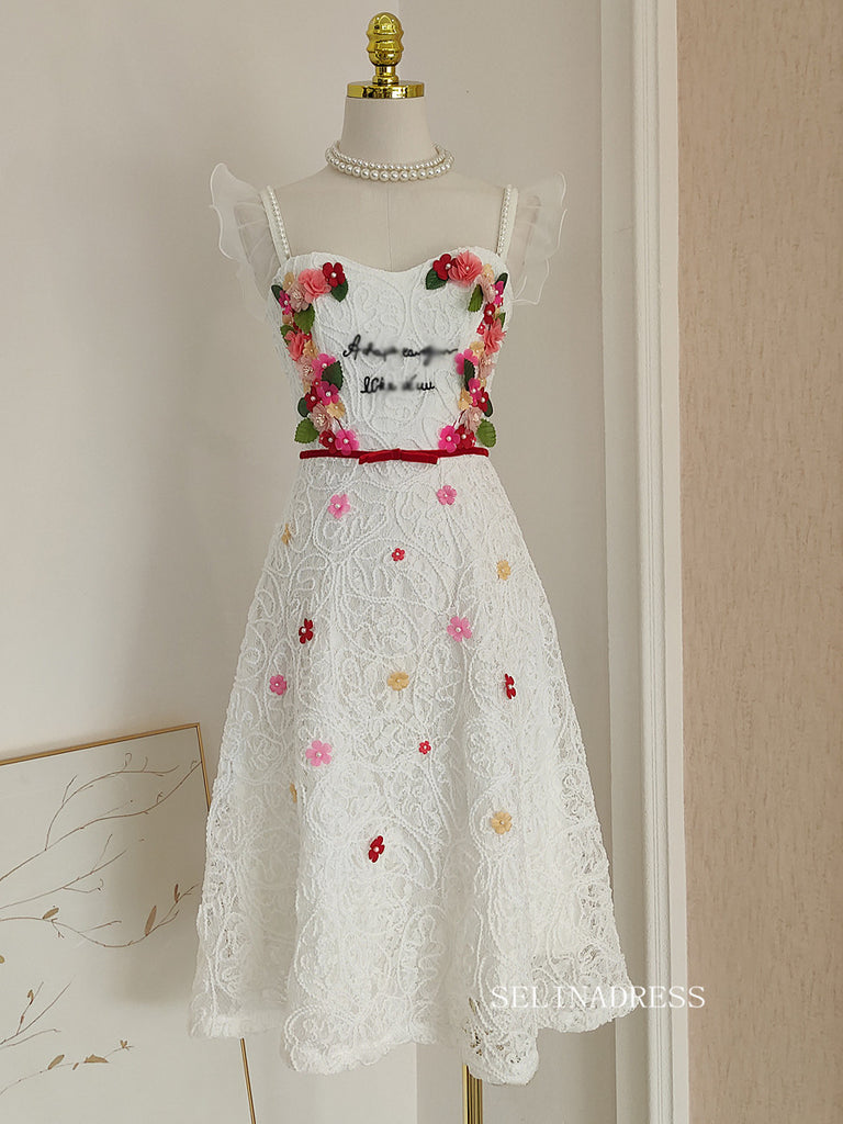 knee length dresses for ladies Elegant French Lace Wedding Dress with Belted Waist and Long Sleeves Plus Size main image 0