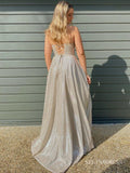 Chic Glitter A-line Sweetheart Long Prom Dresses Elegant Evening Dress sew03582|Selinadress