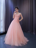 Chic Gorgeous Beaded Pink Gown Formal Gown Shiny Long Prom Dress Elegant Evening Dress #RSM222130|Selinadress