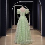 Chic Green Ball Gown Prom Dress Puff Sleeve Elegant Princess Dress Evening Dress #kop121|Selinadress