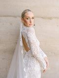 Chic High Neck Lace Wedding Dresses Rustic Backless Bridal Gowns EWR151|Selinadress