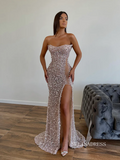 Chic Mermaid Full Beaded Long Prom Dresses Elegant Evening Dress sew0332|Selinadress