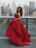 Chic Sweetheart Taffeta Red Prom Dresses Elegant Long Formal Evening Gowns SEW0189|Selinadress