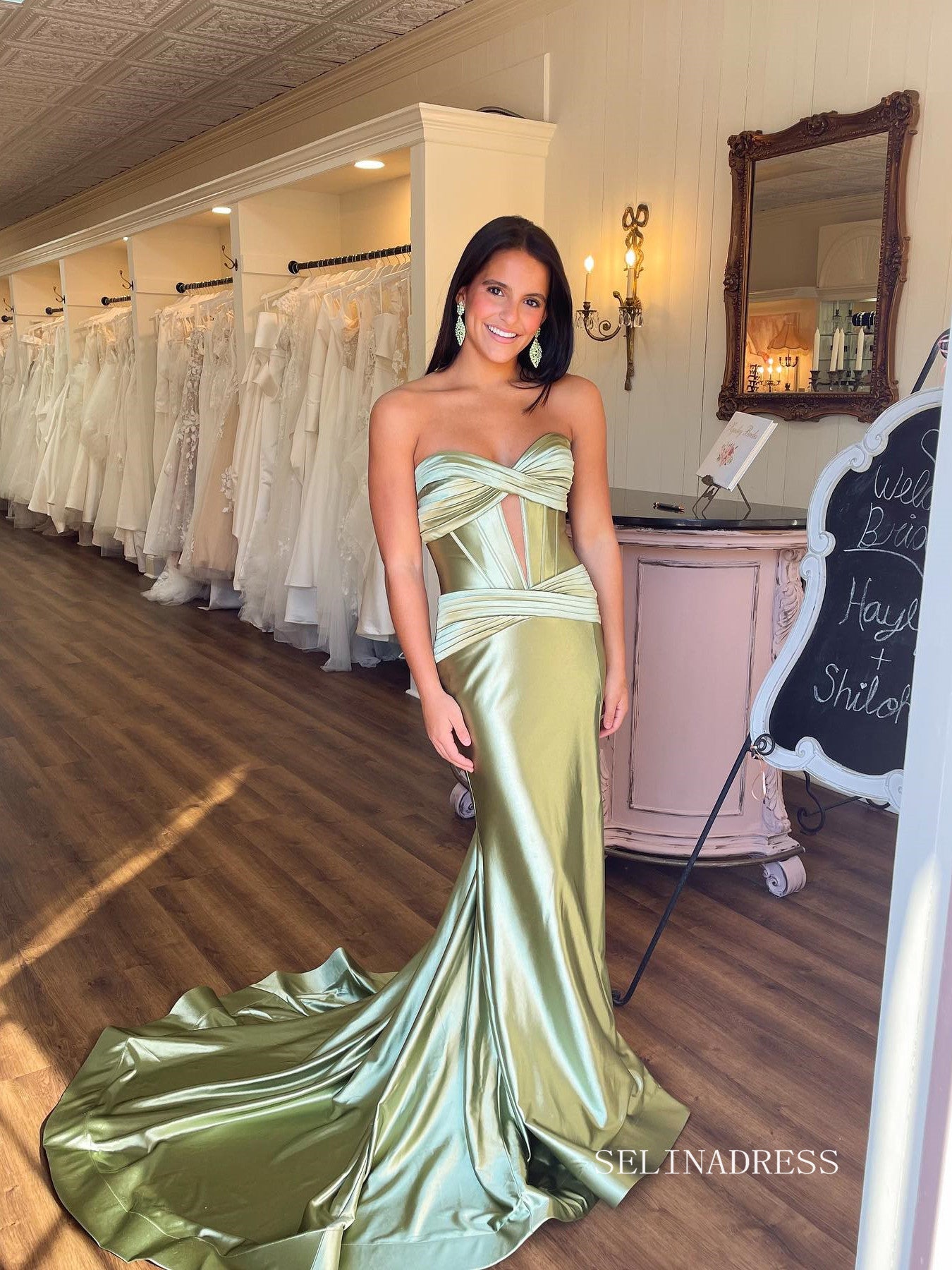 Chic Mermaid Sweetheart Long Prom Dresses Cheap Elegant Evening Dress
