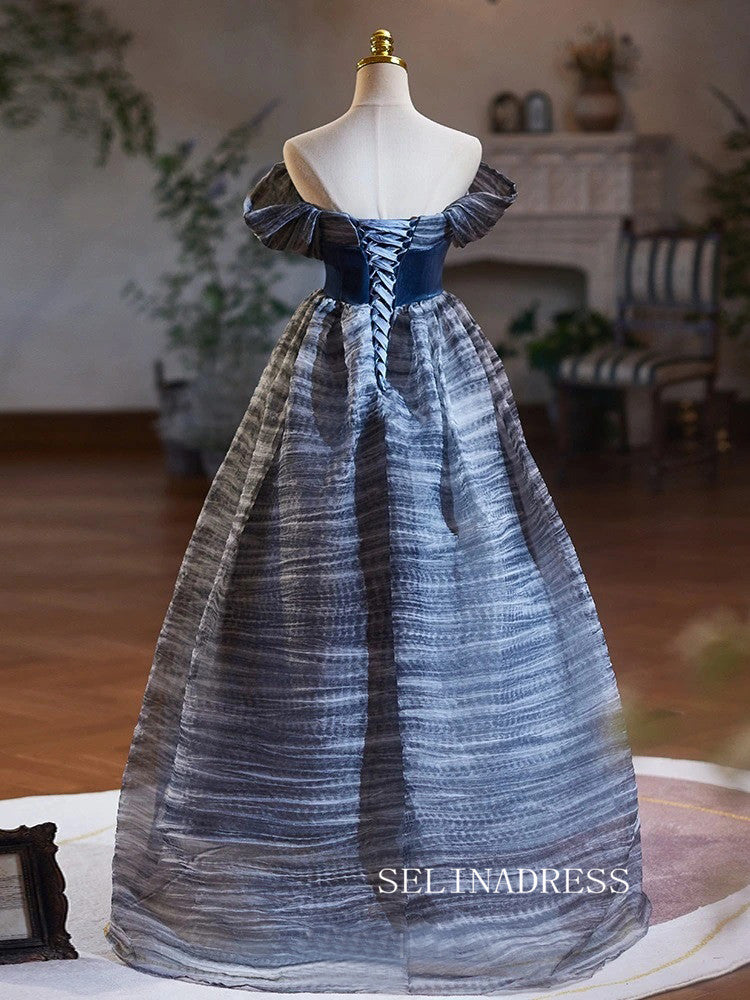 Chic Ocean Blue Long Prom Dresses Ball Gown Short Sleeve Formal Dresse SELINADRESS Chic Ocean Blue Long Prom Dresses Ball Gown Short Sleeve Formal Dresse SELINADRESS