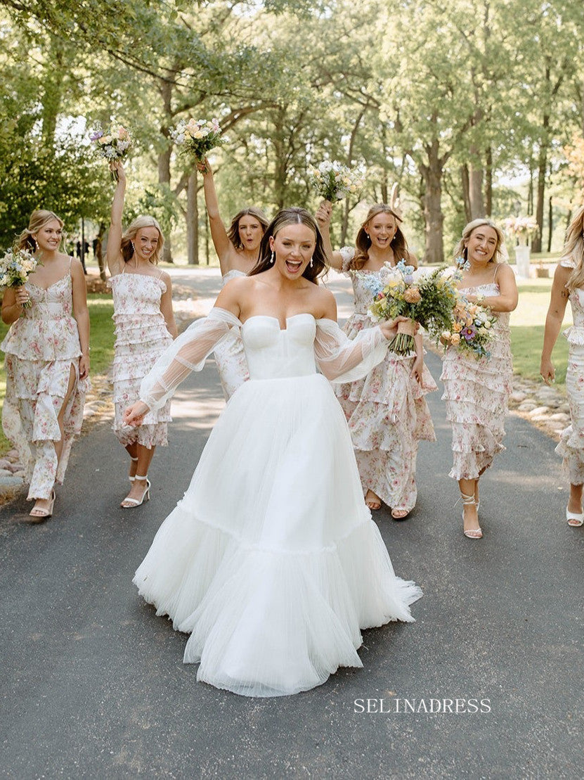 Chic Off-the-shoulder Long Sleeve Wedding Dresses Rustic White Bridal – SELINADRESS