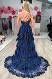 Chic One Shoulder Lace Sequins Long Prom Dresses Elegant Evening Dress sew0333|Selinadress