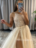 chic-one-shoulder-spaghetti-straps-gorgeous-prom-dresses-shiny-evening-dress-tkh028|Selinadress