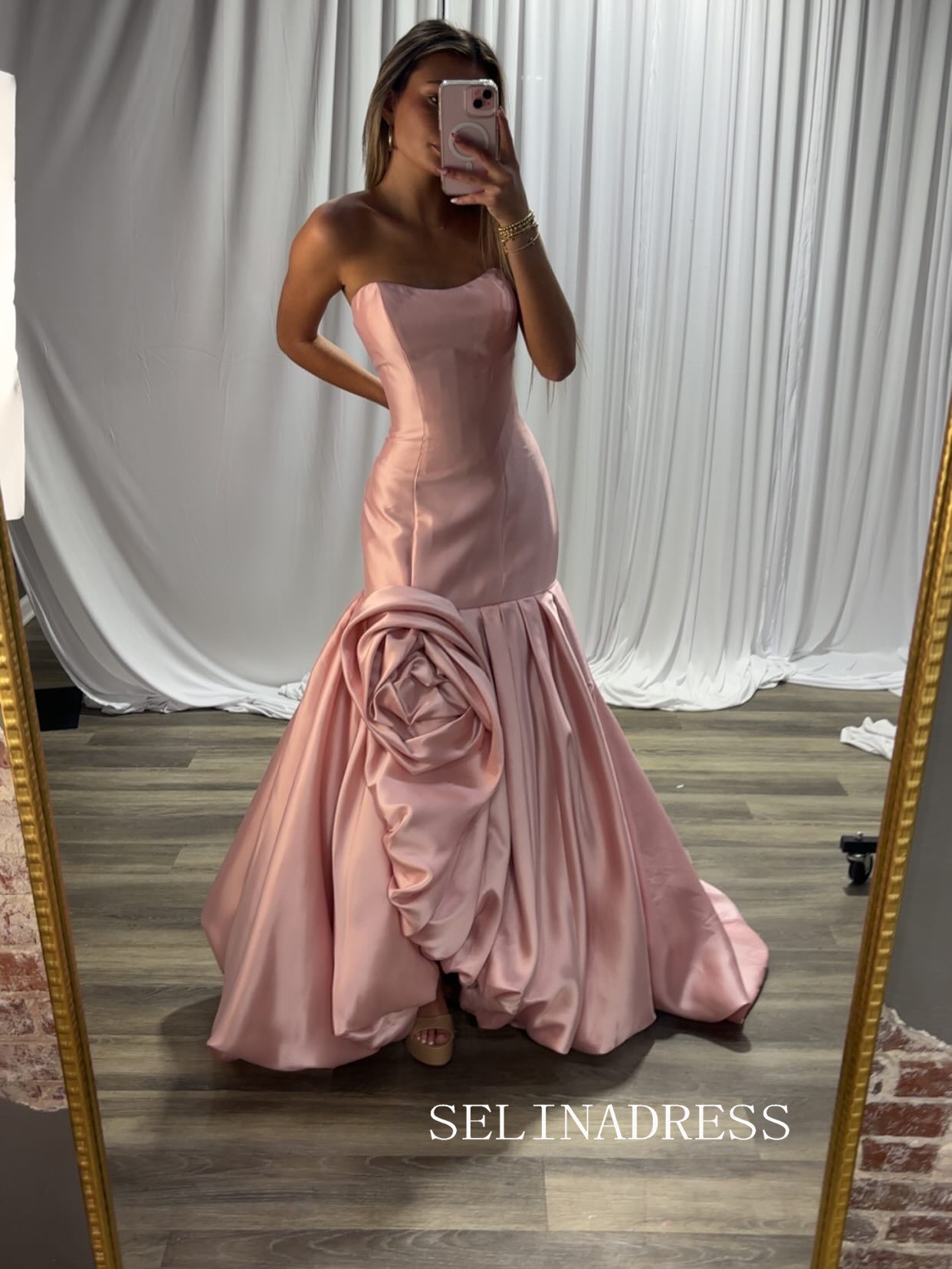 Chic Pink Mermaid Long Prom Dresses Elegant Formal Evening Gowns SEA023|Selinadress