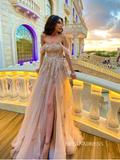 Chic Pink Off-the-shoulder Long Prom Dresses Elegant Evening Dress SEW0186|Selinadress