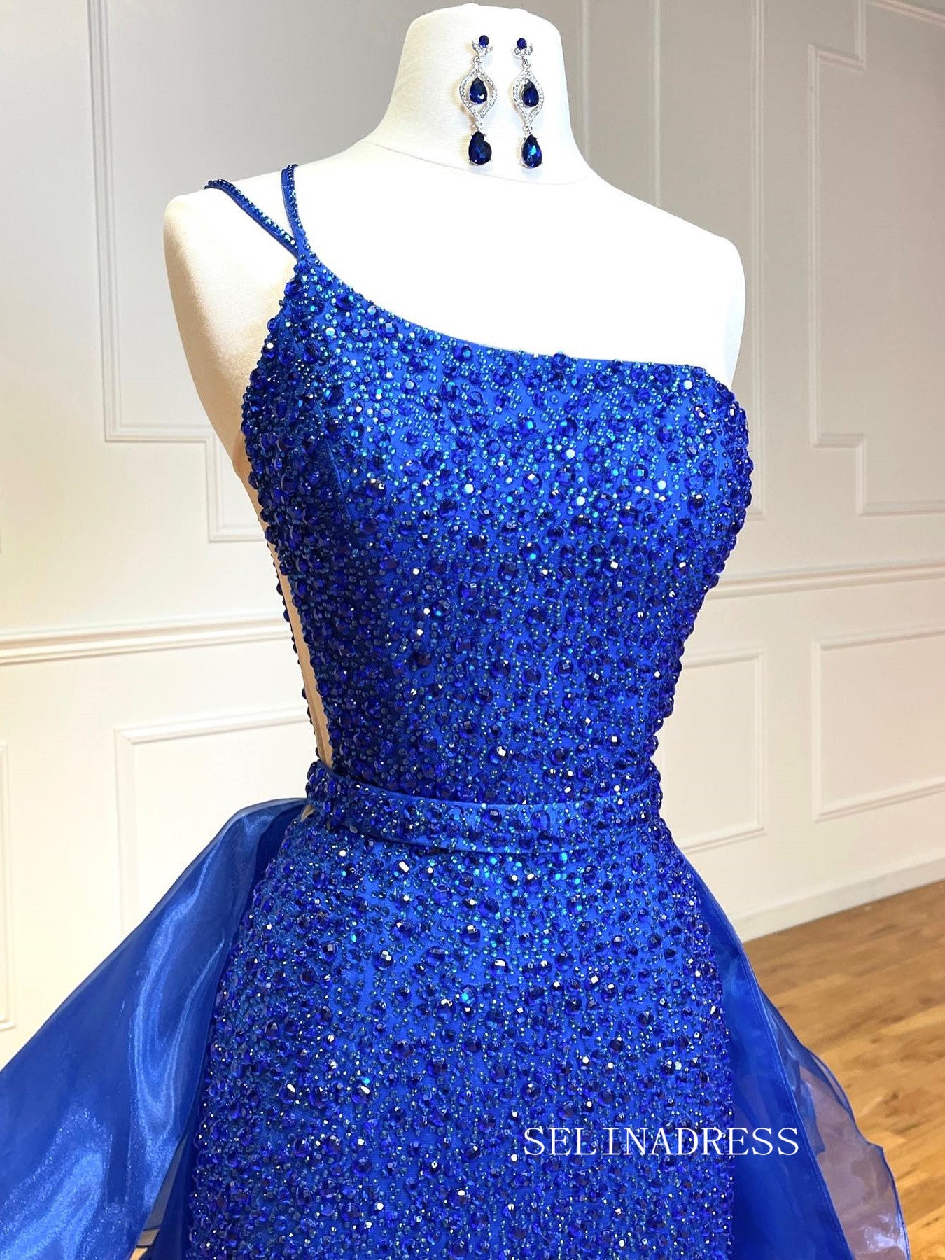 Chic Sheath/Column One Shoulder Long Prom Dresses Elegant Royal Blue B SELINADRESS Chic Sheath/Column One Shoulder Long Prom Dresses Elegant Royal Blue B SELINADRESS