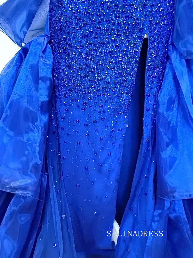 Chic Sheath/Column One Shoulder Long Prom Dresses Elegant Royal Blue B SELINADRESS Chic Sheath/Column One Shoulder Long Prom Dresses Elegant Royal Blue B SELINADRESS