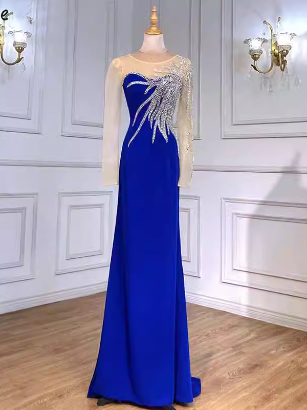 Chic Sheath/Column Scoop Long Sleeve Beaded Long Prom Dresses Elegant Evening Dress sew03372 Chic Sheath/Column Scoop Long Sleeve Beaded Long Prom Dresses Elegant Evening Dress sew03372