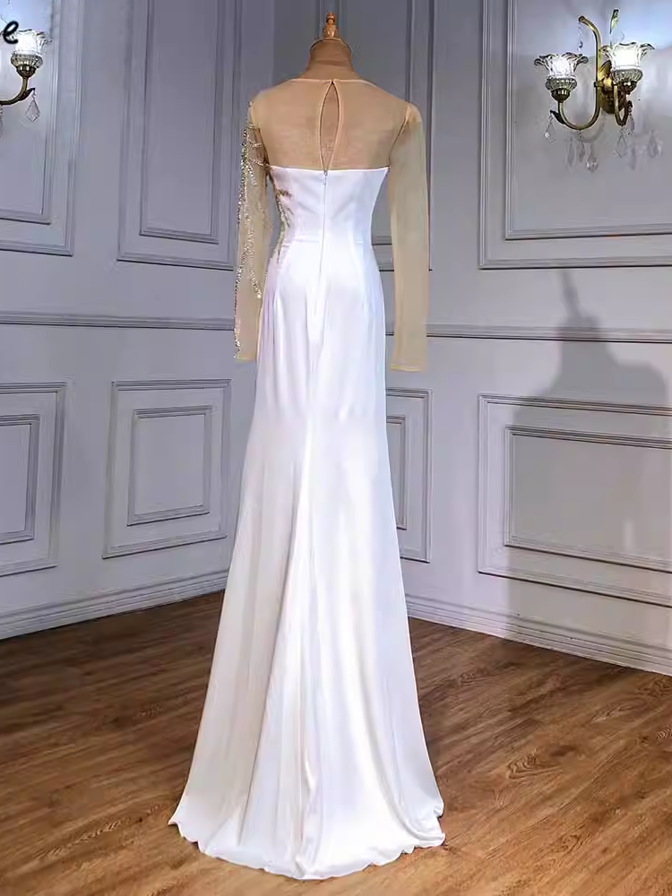 Chic Sheath/Column Scoop Long Sleeve Beaded Long Prom Dresses Elegant Evening Dress sew03372 Chic Sheath/Column Scoop Long Sleeve Beaded Long Prom Dresses Elegant Evening Dress sew03372