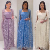 Chic Sheath/Column Square Luxury Beaded Long Prom Dresses Elegant Evening Dress sew03375|Selinadress