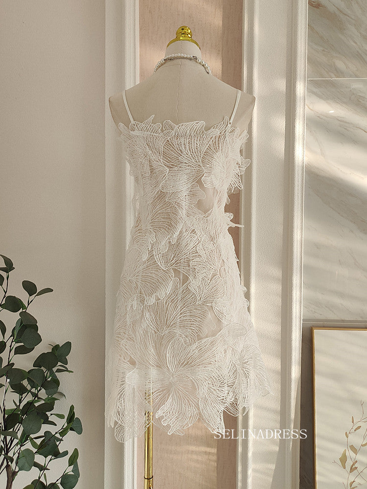 Chic Spaghetti Straps Beautiful Short Prom Dress White Homecoming Grad SELINADRESS Chic Spaghetti Straps Beautiful Short Prom Dress White Homecoming Grad SELINADRESS