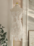 Chic Spaghetti Straps Beautiful Short Prom Dress White Homecoming Graduation Dresses KTS038|Selinadress