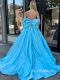 Chic Spaghetti Straps Sky Blue Long Prom Dresses Beaded Evening Dress #TKL200