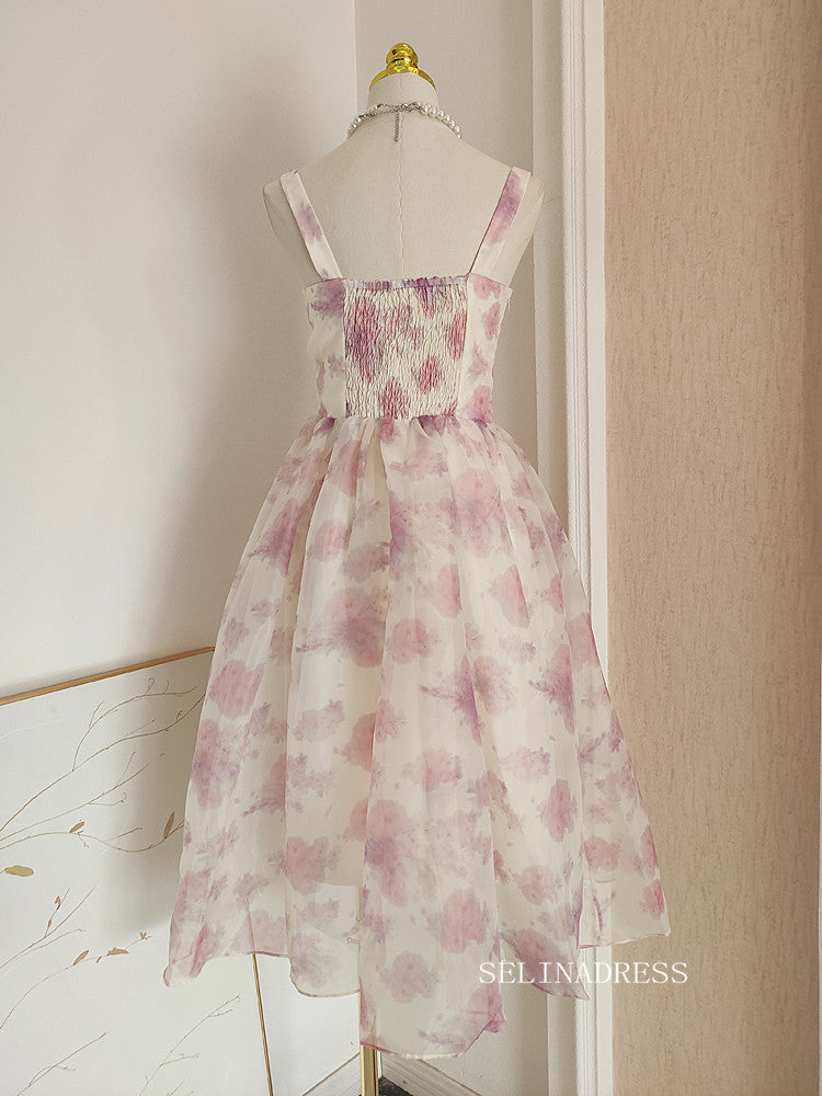 Chic Staps Organza Short Prom Dress Pink Homecoming Beautiful Graduati SELINADRESS Chic Staps Organza Short Prom Dress Pink Homecoming Beautiful Graduati SELINADRESS