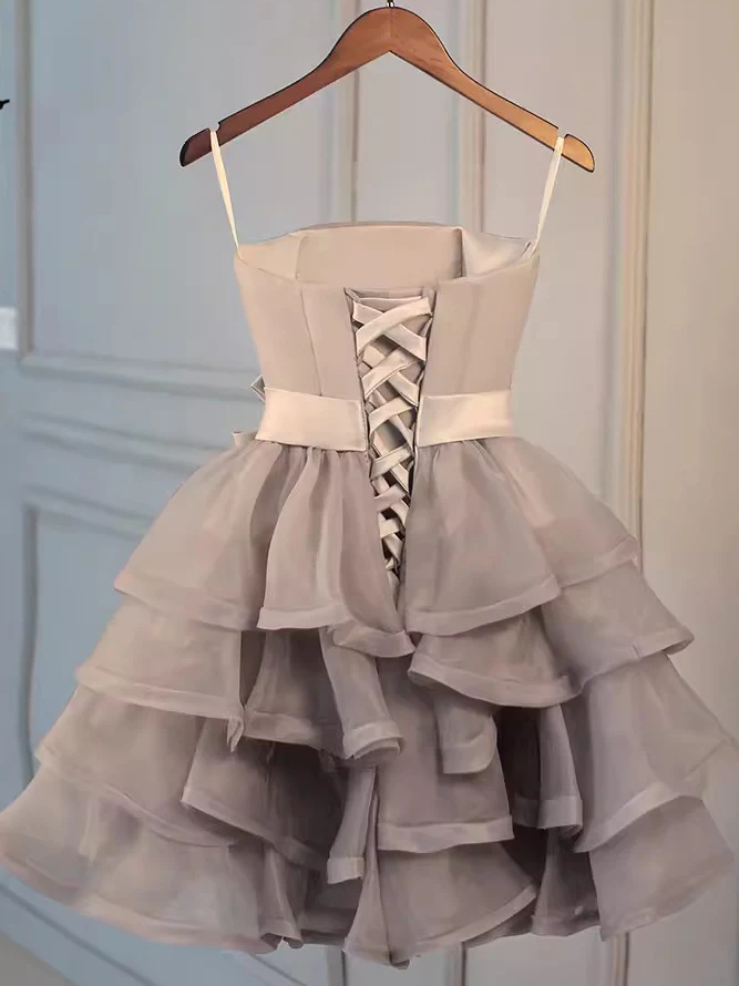 Chic Strapless Gray Short Prom Dress Organza Homecoming Dress #TKL2173 SELINADRESS Chic Strapless Gray Short Prom Dress Organza Homecoming Dress #TKL2173 SELINADRESS