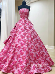 Chic Strapless Pink Prom Dresses With Skirt Elegant Long Formal Evening Gowns SEA012|Selinadress