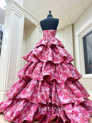 Chic Strapless Pink Prom Dresses With Skirt Elegant Long Formal Evening Gowns SEA012|Selinadress