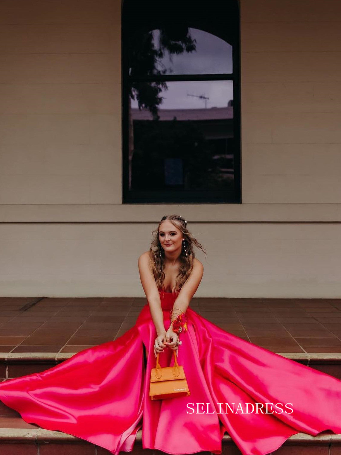 Chic Sweetheart Hot Pink Long Prom Dresses Cheap Evening Party Dress S SELINADRESS Chic Sweetheart Hot Pink Long Prom Dresses Cheap Evening Party Dress S SELINADRESS