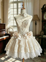 Cite A-line Sweetheart Lace Homecoming Dress With Flower TYL058|Selinadress